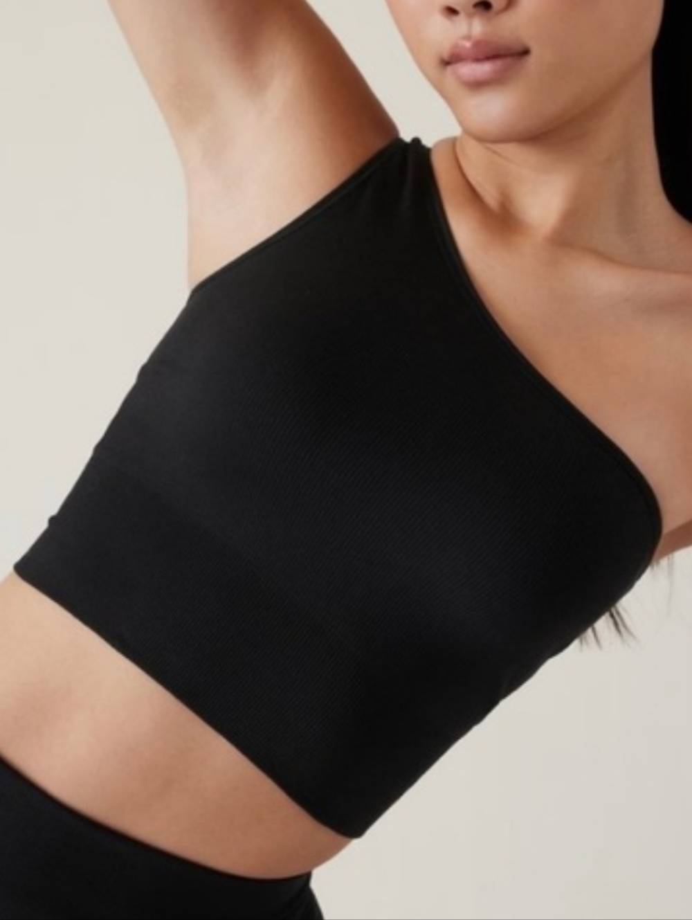 Athleta Black Aurora Seamless One-Shoulder Crop Tank